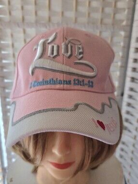 KYS Designs Pink 'Love' Embroidered Kids Baseball Cap. I LOVE JESUS.